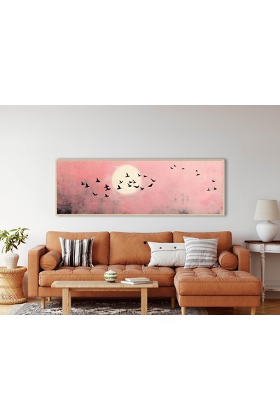 woodhomeworks Tek Parça Gerçek Ahşap Yatay Panorama Çerçeveli Tablo