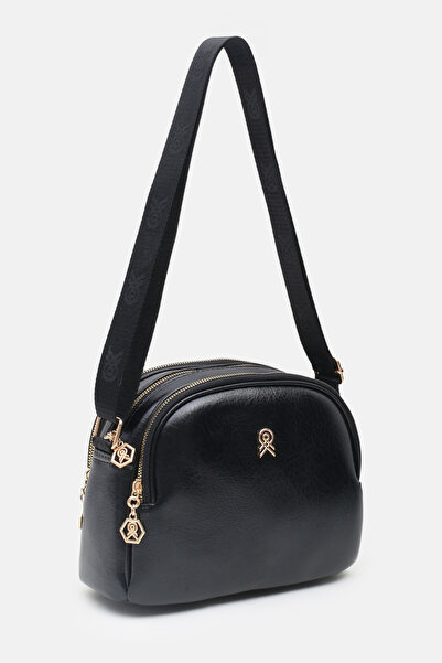 MASLANBAGS Women's Black 3-Compartment Quality Lined Daily Crossbody and Shou...