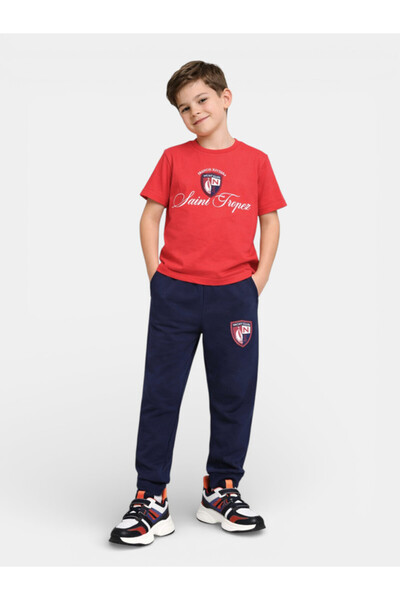 Victor and Jane Boys Saint Tropez T-Shirt & Navy Terry Joggers Set