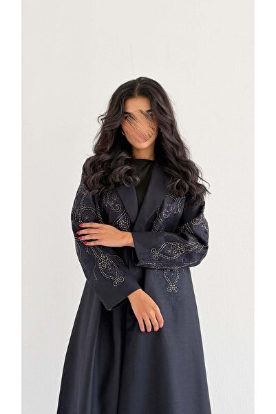 AYA MW2038 - Puffer blazer abaya with added embroidery
