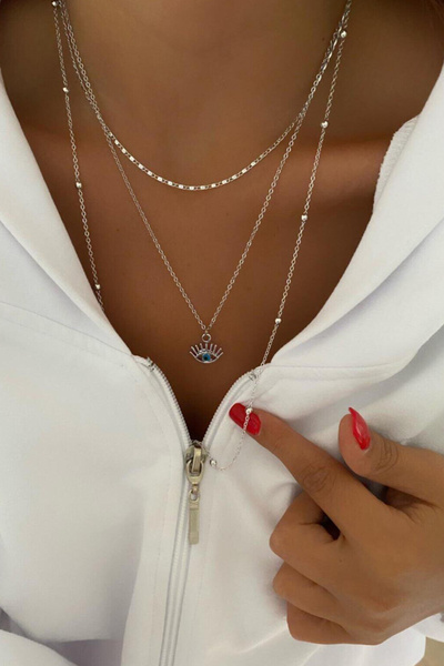 M Miel Women's Eye Detail 3-Piece Set Combination Necklace