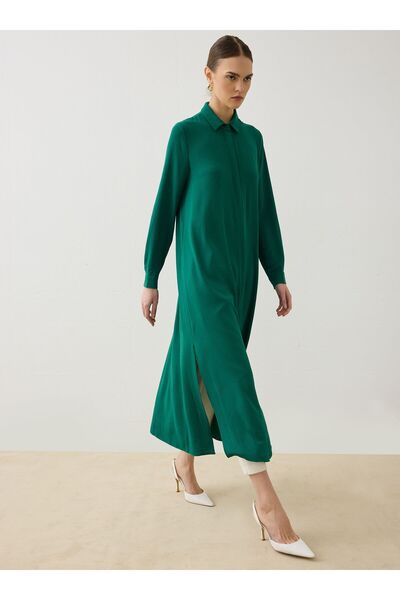 Refka Дълга туника със скромна яка - смарагдово зелена -