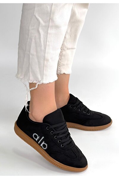 Zerenyus ZRNE-004 Премиум черни велурени дамски маратонки с връзки