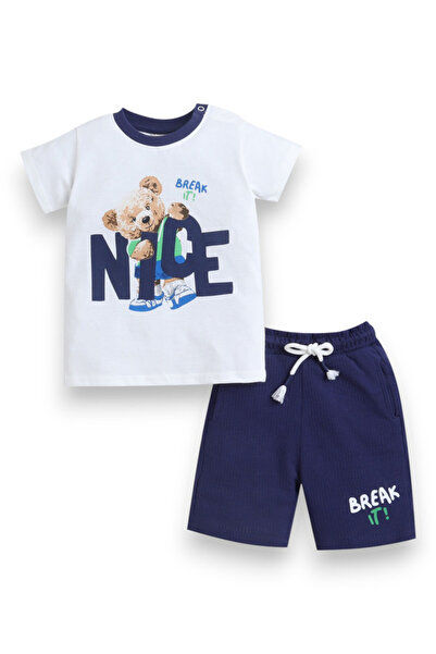 Victor and Jane Infant Boys’ 2-Piece Set – “Nice” Graphic T-Shirt & Shorts