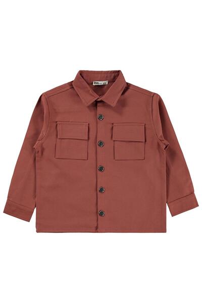 Civil Boys Embroidered Pocket Shirt for 10-13 Years Old - Brown 12-13 Years Old
