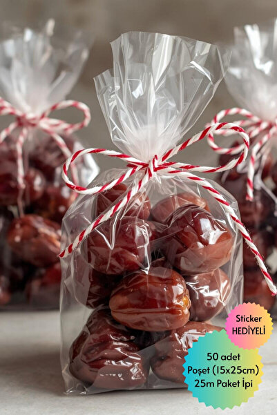 Bimotif 50li Ramazan Özel Hurma ve Şeker Paketleme Poşeti (15x25cm) ve 25m Pa...