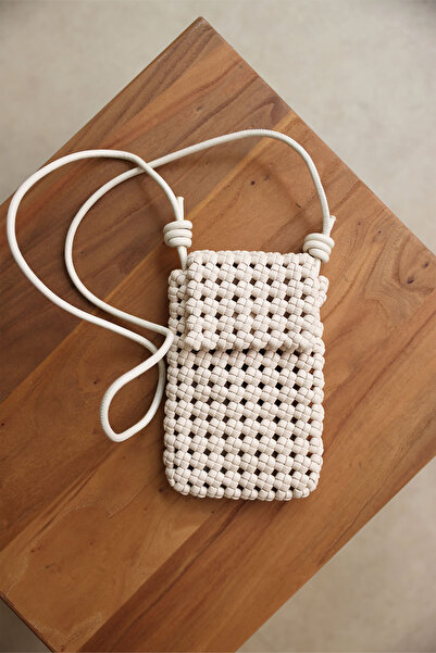 LUTVELIZADE Çanta 2603 - Örgü Dokulu Mini Çapraz Askılı Kemik Kadın Çanta