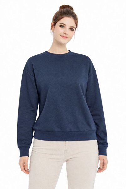 DALİAYILDIZ Women's Crew Neck Basic Plain Long Sleeve Sweatshirt