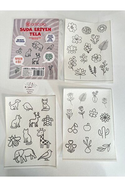 BYGİZMO Suda Eriyebilen Kumaş Tela Nakış Ve Dikişe Uygun / 1 Pakette 3 Sayfa ...