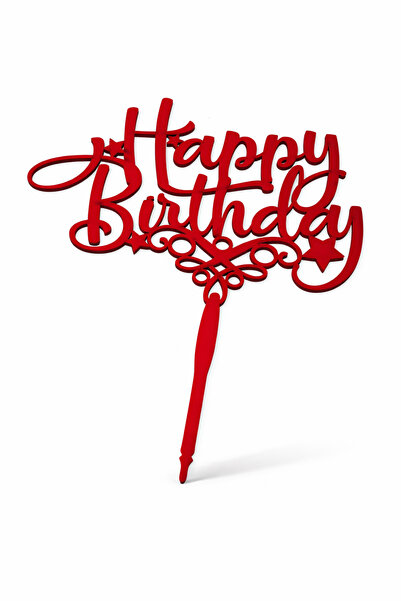 Ege Concept Life Red Mdf Happy Birthday Written Cake Decoration - Birthday, P...