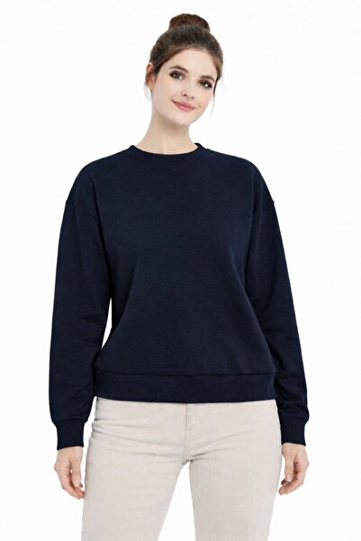 DALİAYILDIZ Women's Crew Neck Basic Plain Long Sleeve Sweatshirt
