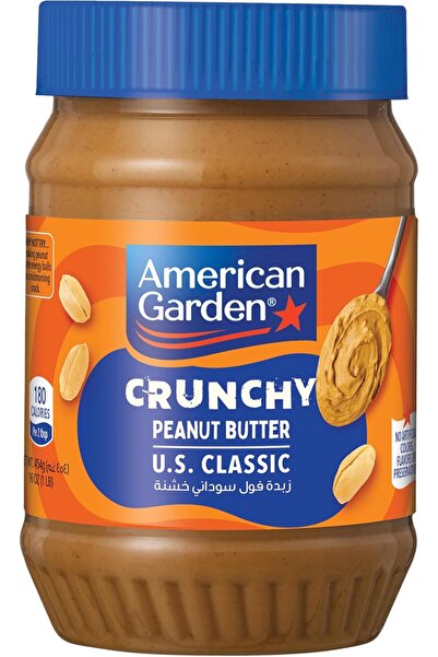 american garden Crunchy Peanut Butter, Vegan, Gluten Free, 454g