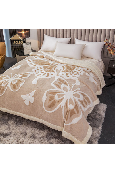 JOJO HOME Pătură Cocolino, 3D, cu blană - Bej