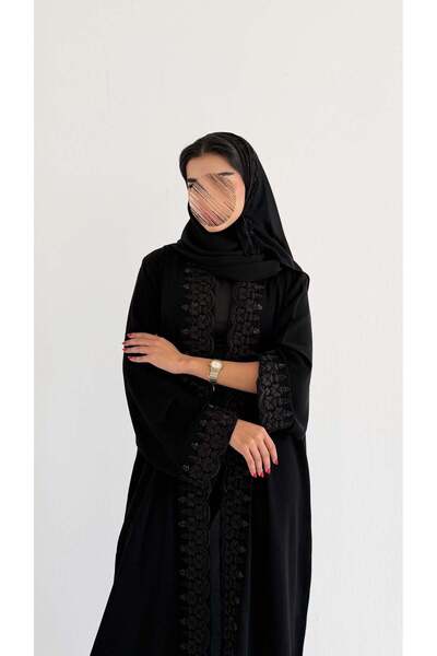 AYA MW2044 - عباية قماش ملكي دبل كلوش مع اضافة شك يدوي