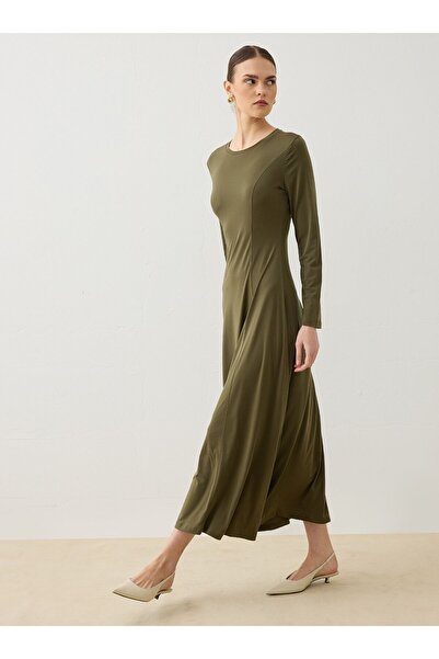 Refka Сенді Тканина Велосипедний комір Хіджаб Сукня - Хакі -