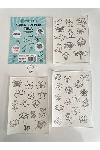 BYGİZMO Suda Eriyebilen Kumaş Tela Nakış Ve Dikişe Uygun / 1 Pakette 3 Sayfa ...