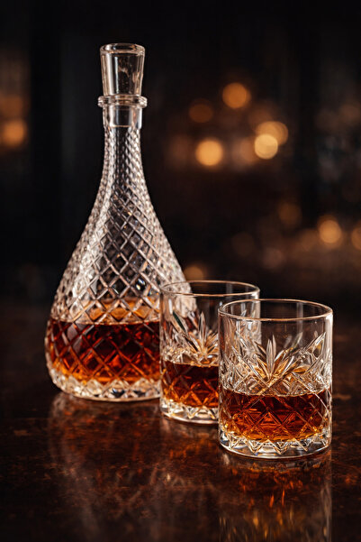 MADAME LUDA Premium Whiskey Glass/Wine Decanter-Set. (2 Cups+1 Carafe/Bottle)...