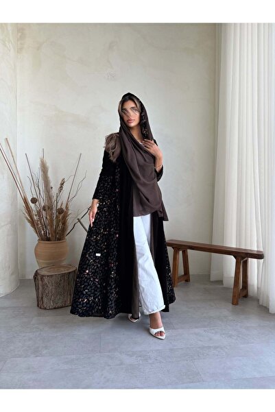 AYA MWT5001 - عباية بني سادة مع مخمل زيتي طباعة