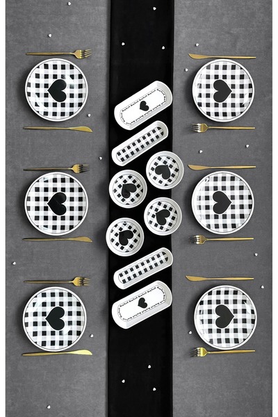 Erbaşlar Black Heart 20 Parça 6 Kişilik Lüx Kahvaltı Takımı, Kahvaltı Seti