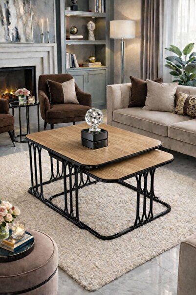 ARS Home orta sehpa ikili sehpa modern sehpa salon sehpası ahşap sehpa oturma...