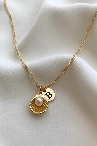 M Miel Kadın İncili İstiridye Harf Kolye