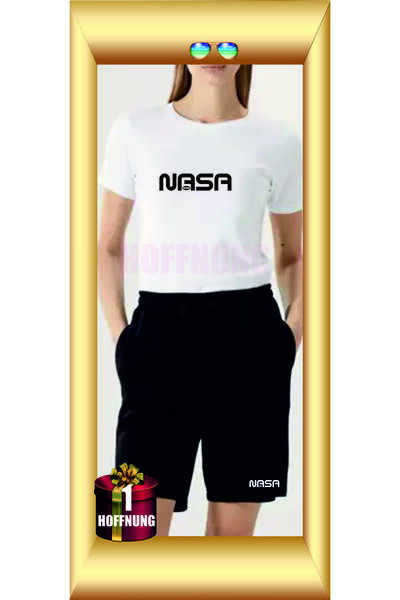 HOFFNUNG Unisex Casual Short Sleeve Set with Nasa Print Outdoor Spring/Summer...