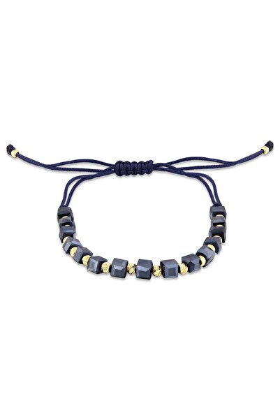 Jelena Petra 14 Ayar Altın Dorika İpli Bileklik – Antrasit Mavi