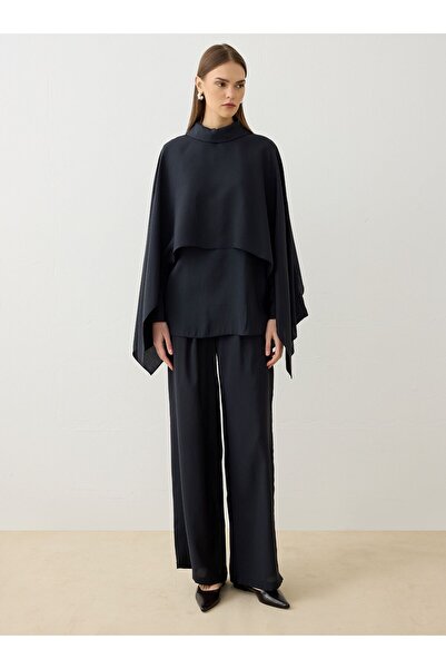 Refka Асиметричен комплект туника и панталони от модал - черен - - Ексклузивен