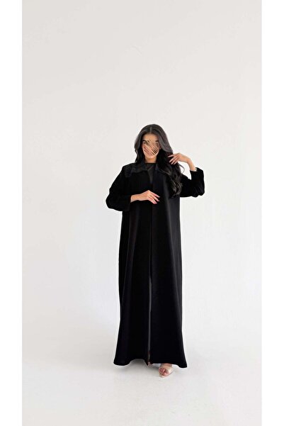 AYA MWT1016 - عبايه مع تدخله دانتيل