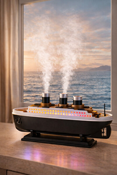 DİVAYS Titanic Gemi Aromaterapi Hava Nemlendirici Difüzör 250ML LED Uzaktan K...