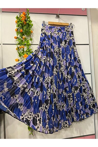 edu collection Patterned Chiffon Bell Skirt with Lining