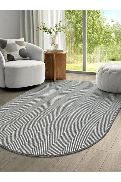 SARAZ HALI OVAL SİSAL Elit 1002 Gri Hasır Görünümlü Modern Salon Oturma Odası...