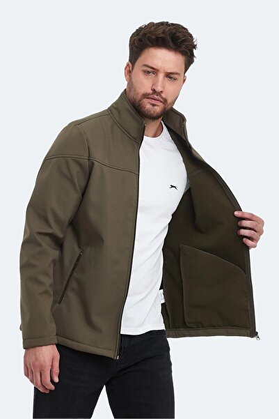 Slazenger Khaki Waterproof Hooded Windbreaker Coat Men's Raincoat Suitable fo...