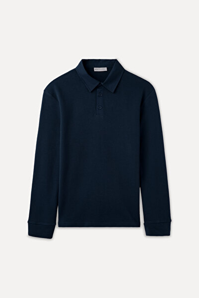 Mudo Textured Polo Collar Sweatshirt
