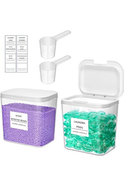 Lifewit 2 Pack Laundry Pods Container with Labels, Scoops and Pop-up Lid