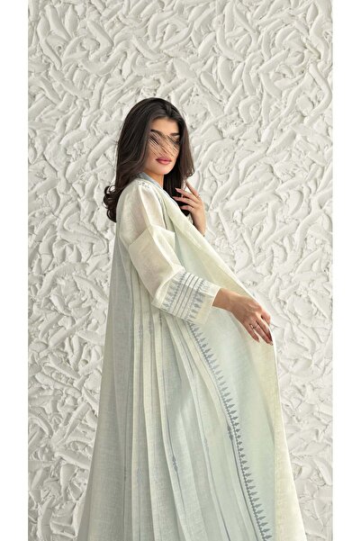 AYA MW2063 - Embroidered Linen Abaya