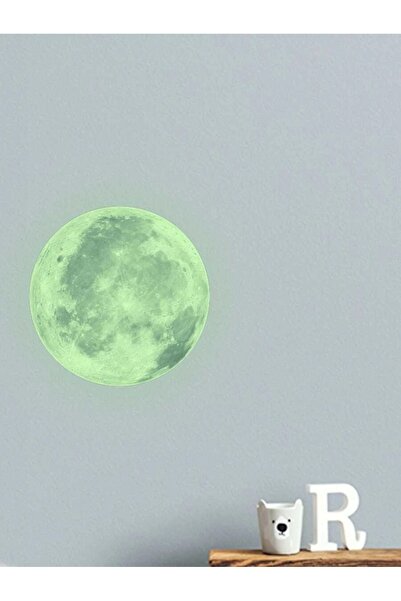 LUXER Декоративен фосфоресциращ стикер за стена или таван, модел с луна, диам...