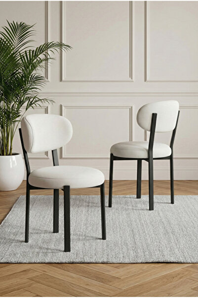 DEREN HOME Pufys Serisi 1 Adet Mutfak Salon Sandalyesi Baby Face Kumaş Siline...