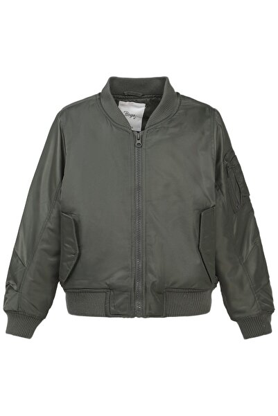 Civil Boys Palton cu buzunare pe mâneci pentru copii de 6-9 ani - Kaki 9-10 ani