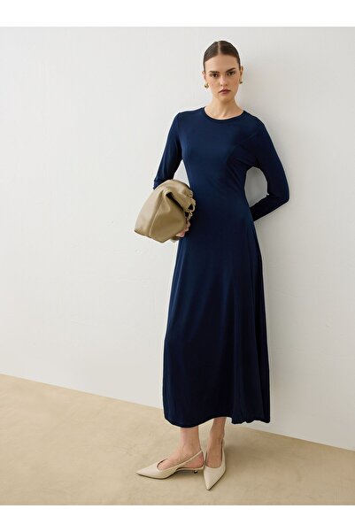 Refka Сенді Тканина Велосипедна коміркова сукня - Синя -