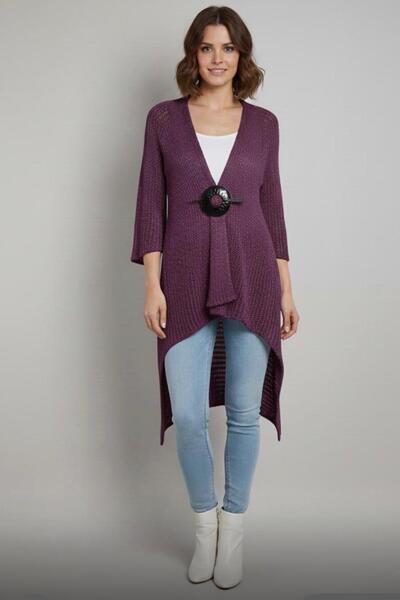 powermıxs Toka Detaylı Ajurlu Triko Hırka 36/42 Beden Uyumludur