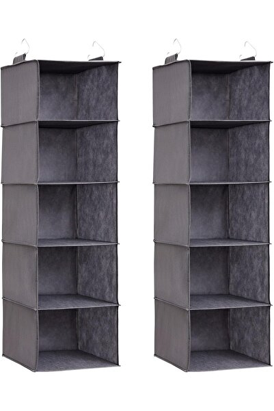 Lifewit Set of 2 Hanging Storage with 5 Shelves and 2 Strong Hooks, Wardrobe ...