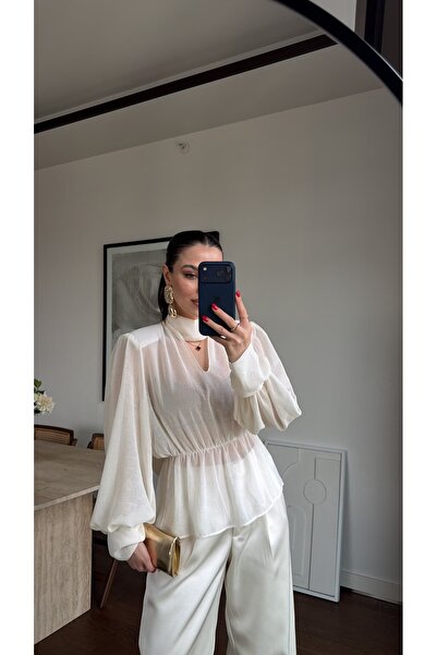 sinemkivanc co BALON KOL ŞİFON BLUZ