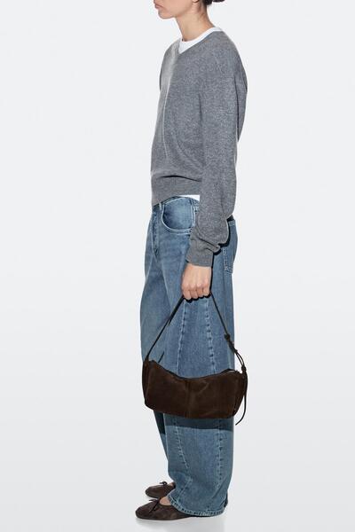 Massimo Dutti Süet deri omuz çantası