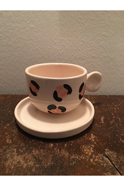 seramikanaz Handmade Ceramic Leopard Pattern Coffee Cup