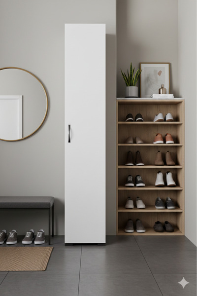 KZY Mobilya Tek Kapaklı 5 Raflı Ayakkabılık,Ayakkabı Dolabı