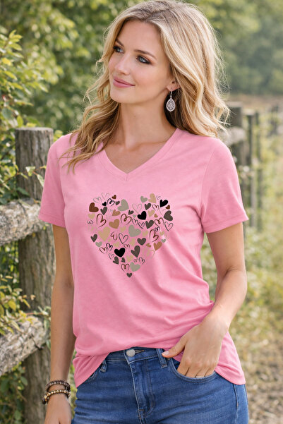 LORVEX Tricou cu decolteu în V pentru femei (Croială confortabilă) Tricou cu ...