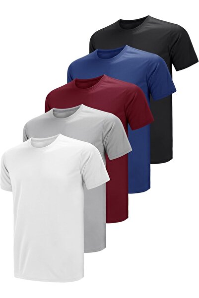 NO BRAND Ανδρικό απλό Βαμβάκι μπλουζάκι με κοντό μανίκι και στρογγυλή λαιμόκο...