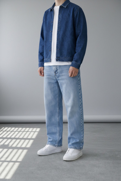 Mamlay Men's Blue Color Loose Fit Denim Baggy Jeans