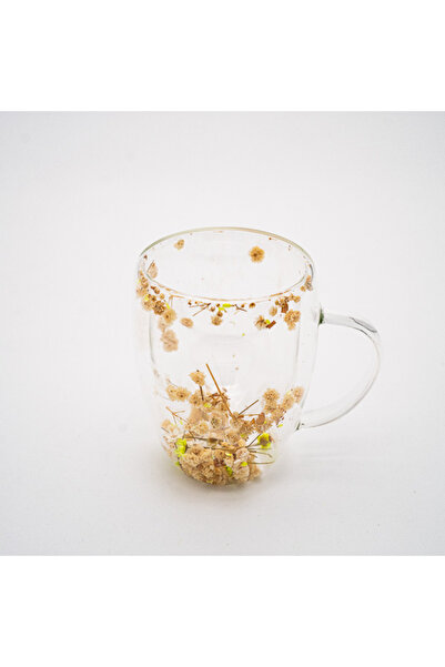 Moon House Cană de sticlă cu flori uscate - Auriu 350ml